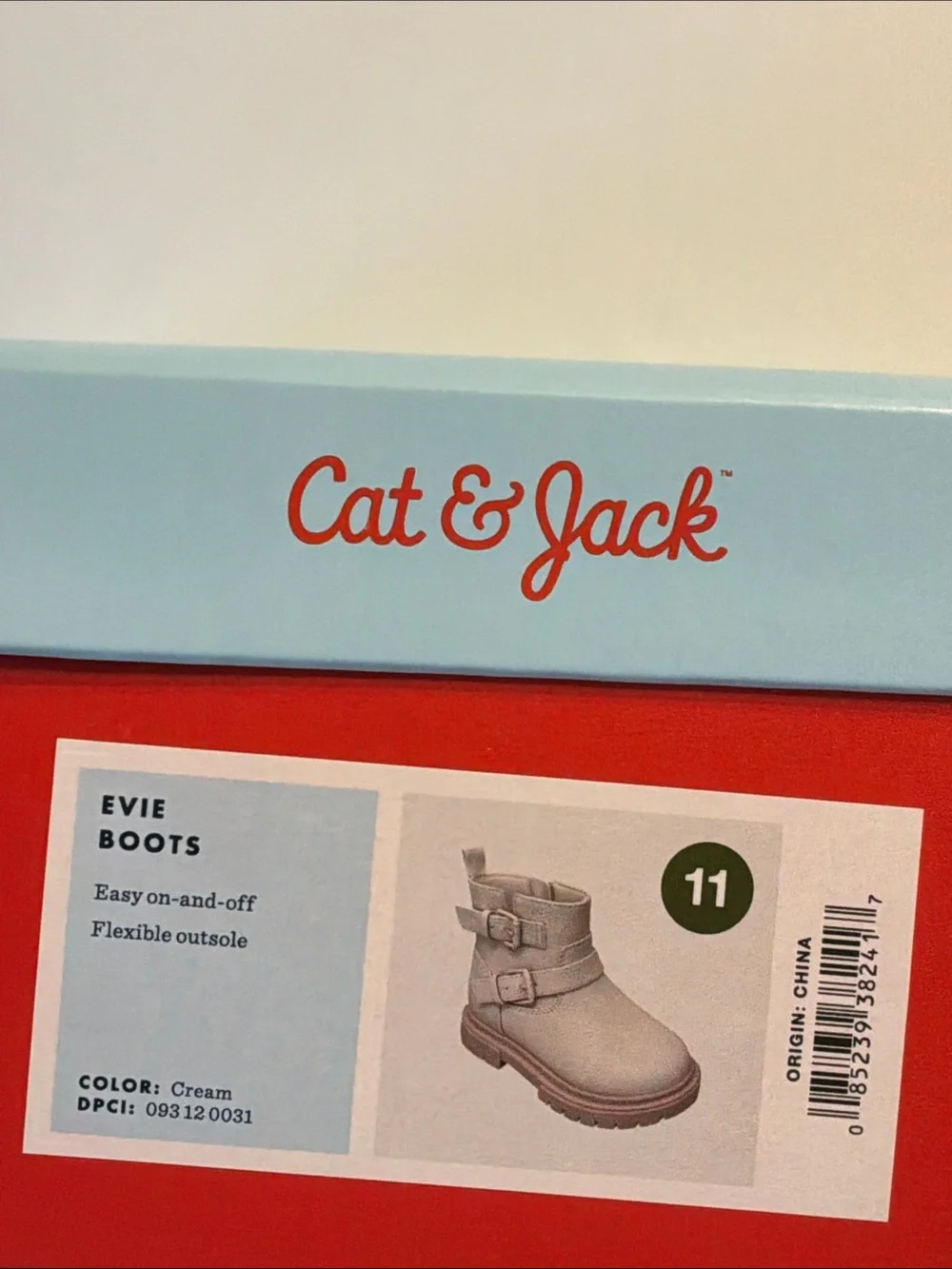 Cat & Jack Toddler Girl Evie Buckle Moto Cream Boots